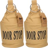 2x Canvas deurstopper bruin met ring - 28 x 13 cm - 2.7 kg - deurstop