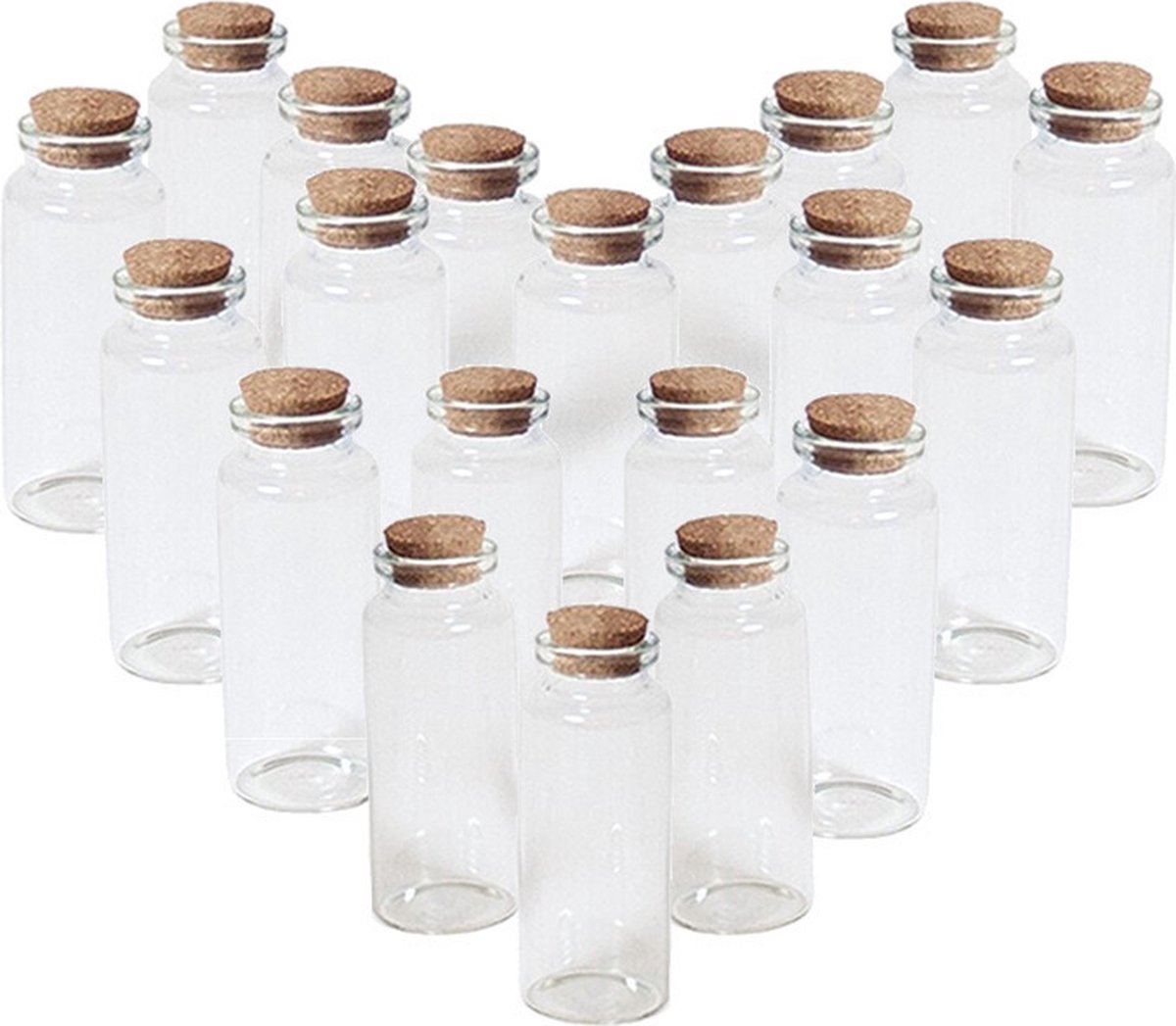 6x Kleine transparante glazen hobby flesjes met kurken dop 18 ml -  Hobby/uitdeel set... | bol