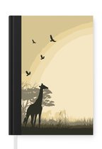 Notitieboek - Schrijfboek - Een illustratie van een Afrikaanse safari als achtergrond met giraffen - Notitieboekje klein - A5 formaat - Schrijfblok