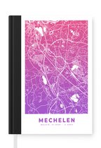 Notitieboek - Schrijfboek - Stadskaart - Mechelen - Paars - Roze - Notitieboekje klein - A5 formaat - Schrijfblok - Plattegrond