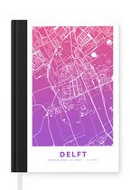 Carnet - Cahier d'écriture - Plan de la ville - Delft - Violet - Carnet - Format A5 - Bloc-notes - Carte