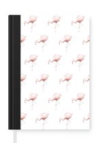 Notitieboek - Schrijfboek - Flamingo - Pastel - Patroon - Notitieboekje klein - A5 formaat - Schrijfblok