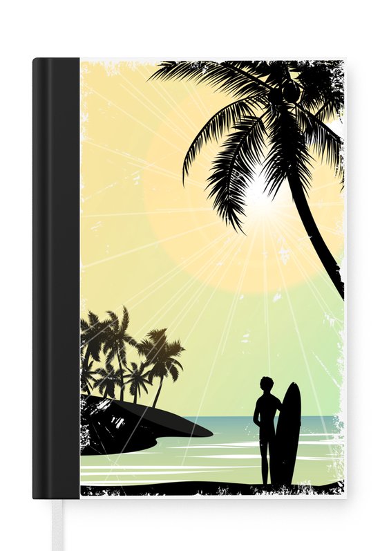 Notebook Am Strand Notitieboek - Schrijfboek - Strand - Surfboard - Zon - Palmbomen ...