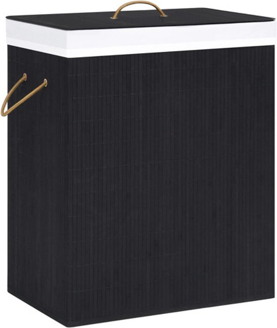 vidaXL - Wasmand - met - 2 - vakken - 100 - L - bamboe - zwart