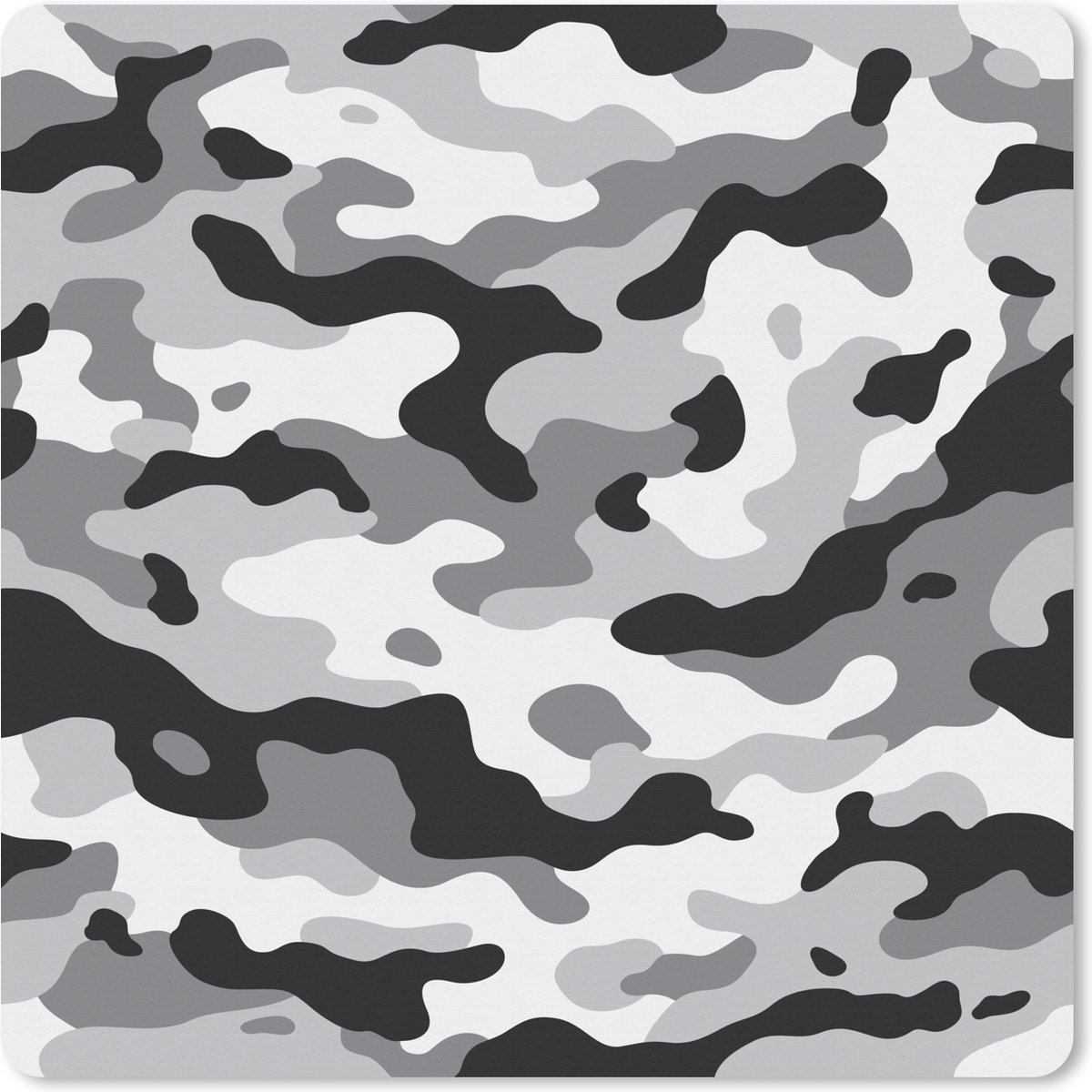 Muismat XXL - Bureau onderlegger - Bureau mat - Zwart-wit camouflage patroon - 60x60 cm - XXL muismat