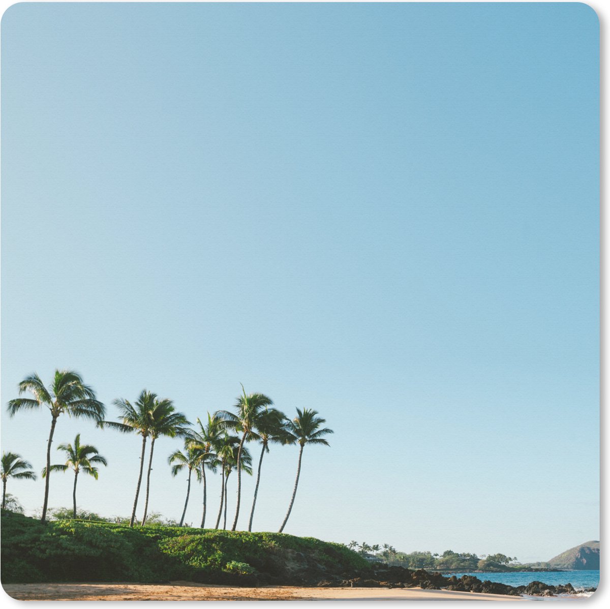 Muismat XXL 60x60 cm - Bureau onderlegger - Bureau mat Strand - Palmbomen - Hawaii - Bureaumat - Gaming mousepad xl - Bureaulegger groot - Computer deskmat