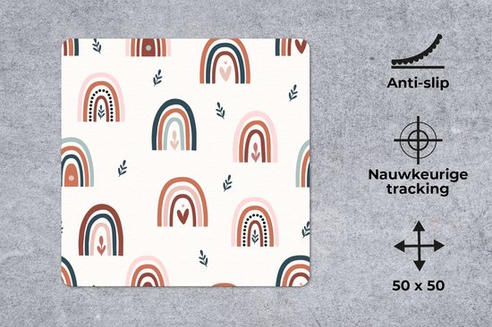 Tapis de souris XXL - Sous-main - Tapis de bureau - Arc-en-ciel - Pastel - Motifs - Bohème - 50x50 cm - Tapis de souris XXL