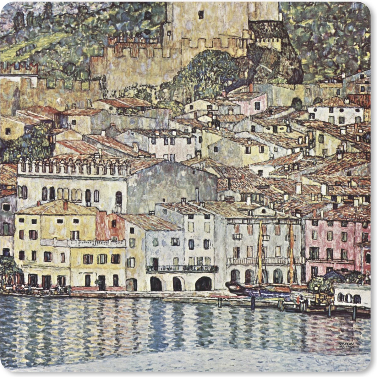 Muismat XXL 60x60 cm - Bureau onderlegger - Bureau mat Landscape - Gustav Klimt - Bureaumat - Gaming mousepad xl - Bureaulegger groot - Computer deskmat