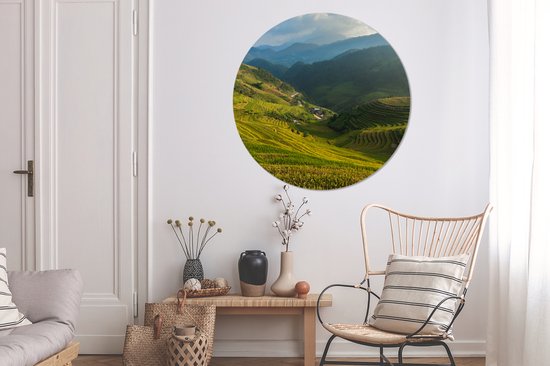 WallCircle - Cercle mural ⌀ 120 - Indonésie - Riz - Nuage - Tableaux ronds salon - Plaque murale ronde - Cercle de Décoration murale - Décoration de chambre à l'intérieur - Cercle Décoration murale - Accessoires de maison XXL