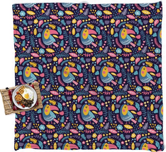 Couverture De Pique-nique 200x200 Cm Boho - Imperméable Et Lavable - Avec Poignée De Transport