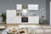 Goedkope keuken 300  cm - complete keuken met apparatuur Merle  - Eiken/Wit - soft close - elektrische kookplaat    - afzuigkap - oven    - spoelbak
