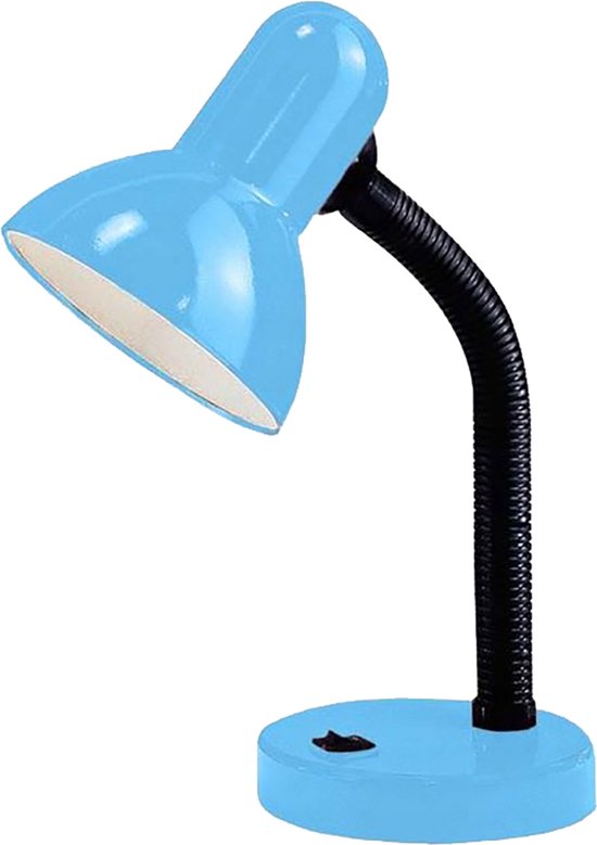 Lampe de bureau LED - Velvir Brin - Douille E27 - Interrupteur marche/arrêt - Bras flexible - Blauw