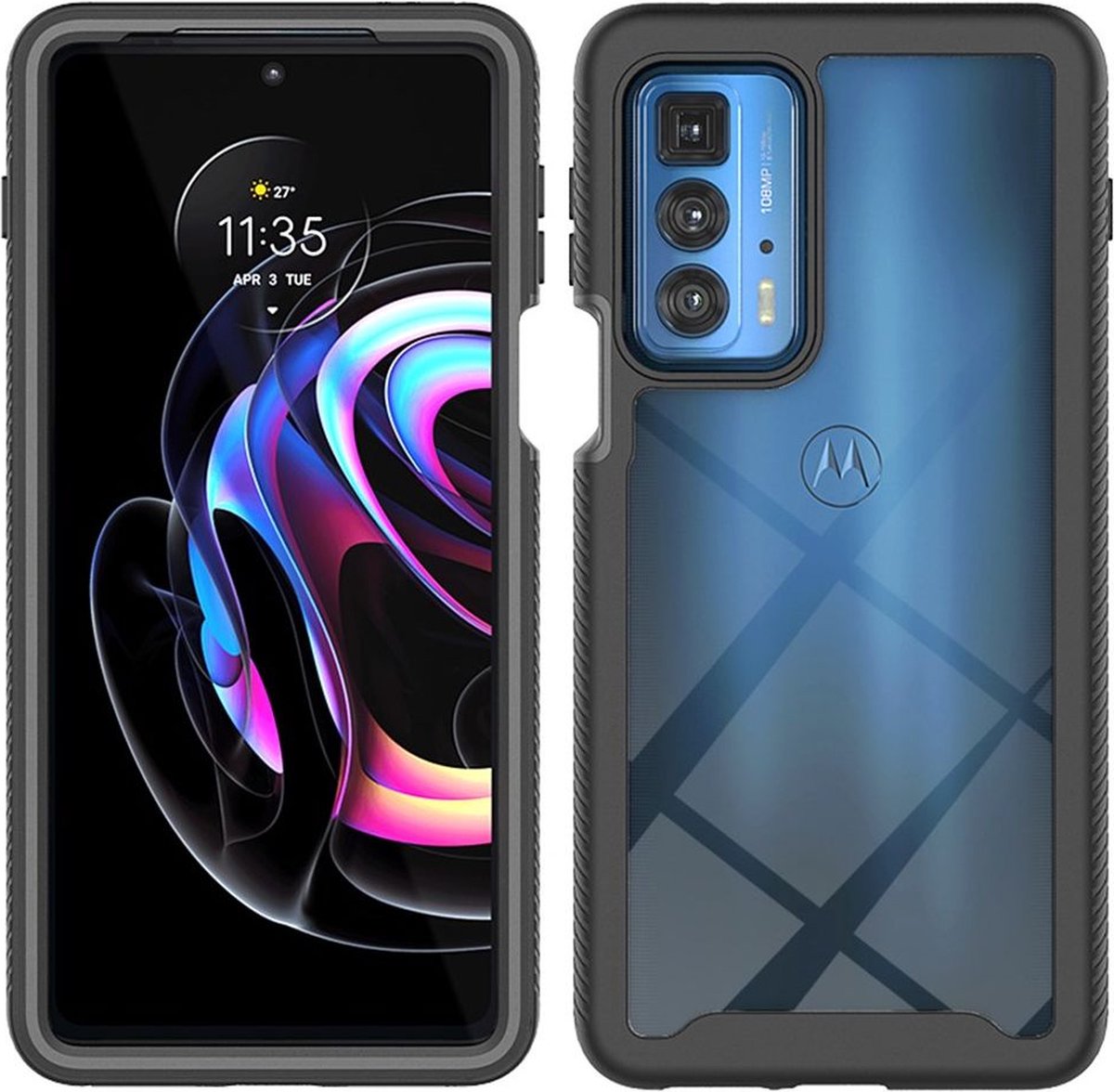 thumbnail: étui TPU Transparent Dégradé Coque Motorola Edge 20 Pro - Protection Verre Trempé - TPU Transparent - Cadre Coloré étui TPU Anti-choc