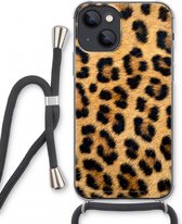 Case Company® - Hoesje met koord geschikt voor iPhone 13 mini hoesje met Koord - Luipaard - Telefoonhoesje met Zwart Koord - Extra Bescherming aan alle Kanten en Over de Schermrand