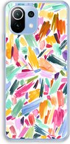 Case Company® - Hoesje geschikt voor Xiaomi Mi 11 Lite hoesje - Watercolor Brushstrokes - Soft Cover Telefoonhoesje - Bescherming aan alle Kanten en Schermrand