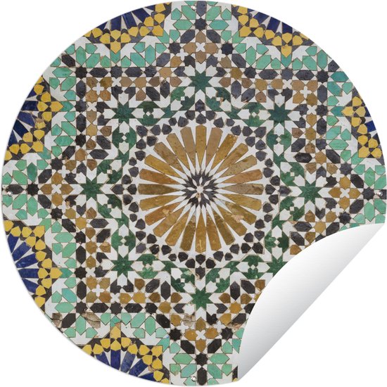 Tuincirkel Een close up van een Marokkaanse mozaïek - 60x60 cm - Ronde Tuinposter - Buiten