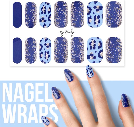 Nagel wrap - Blue Leopard | 14 stickers per vel | Nail wrap | Nail art | Trendy | Design | Nagellakvrij | Eenvoudig | Nagel art | Nagel wrap | Nagel stickers | Folie | Zelfklevend | Sjablonen