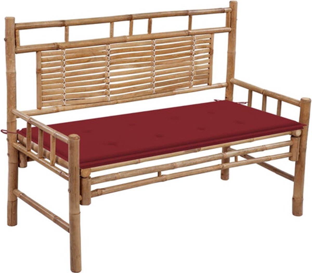 vidaXL - Tuinbank - met - kussen - 120 - cm - bamboe