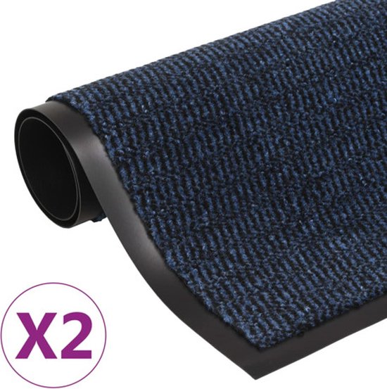 vidaXL - Droogloopmatten - 2 - st - rechthoekig - getuft - 80x120 - cm - blauw