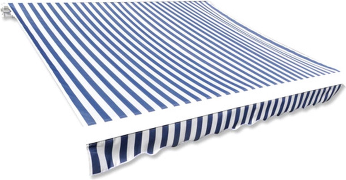 Bol.com vidaXL - Vervangingsdoek - voor - luifel - 450x300 - cm - polyester - blauw - en - wit aanbieding
