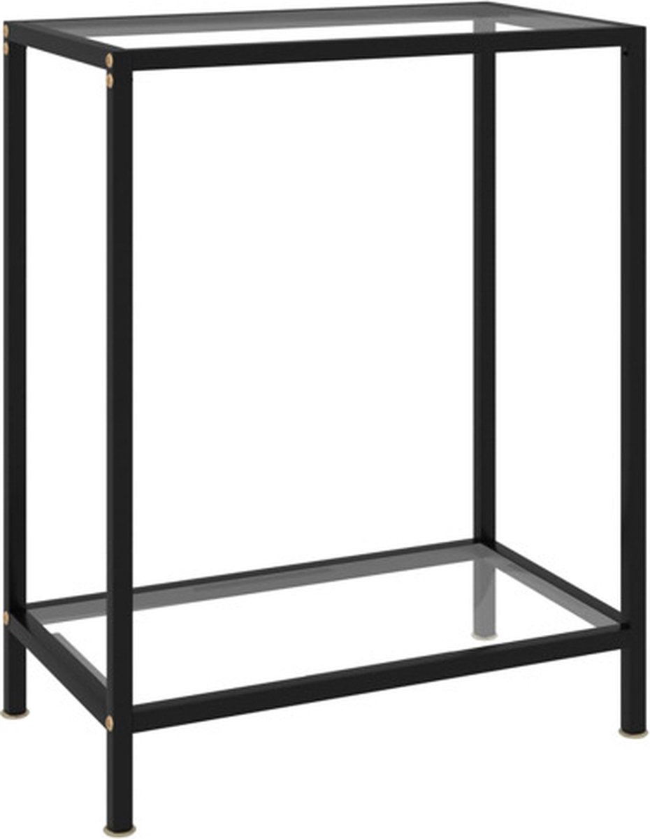 vidaXL Wandtafel - 60x35x75 - cm - gehard - glas - transparant transparant en zwart