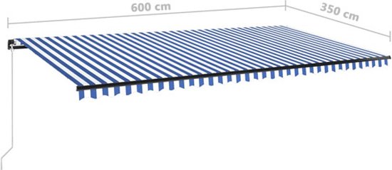 vidaXL Auvent extensible manuellement avec LED 600 x 350 cm Bleu et blanc
