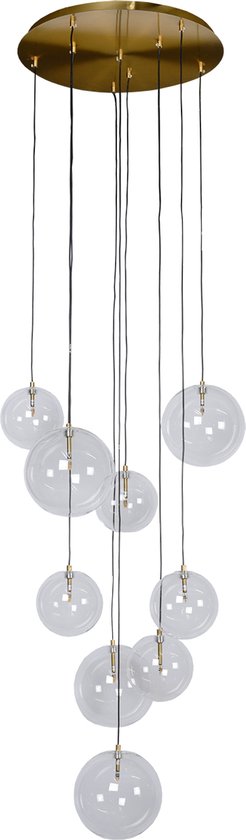 Atmooz - Hanglamp Pendant Camau - Industrieel - Woonkamer / Slaapkamer / Eetkamer - Plafondlamp - Transparant - Hoogte 180cm - Glas en Metaal