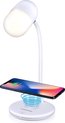 foto van Grundig Bureaulamp Led 3-in-1 - Draadloze Telefoonoplader Qi Technologie - Bluetooth Speaker - Leeslamp - Wit