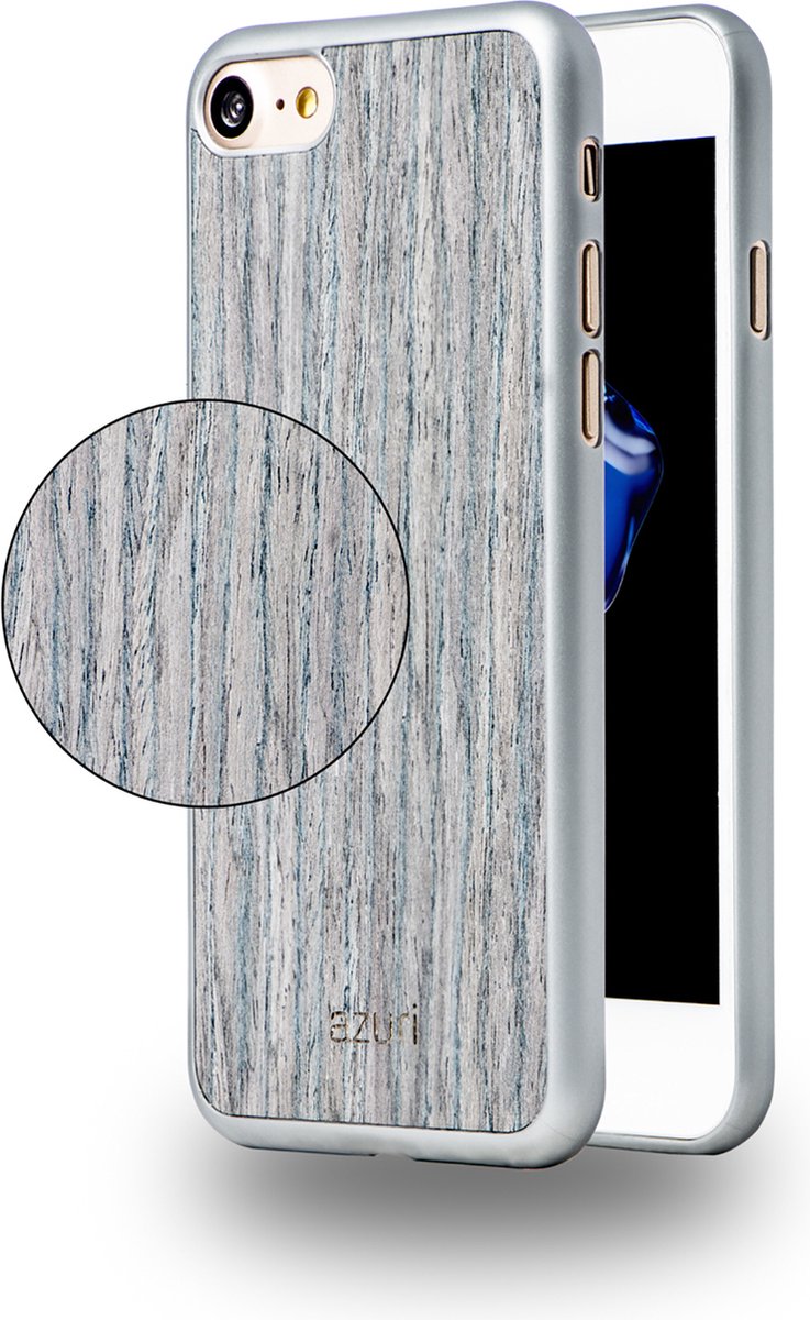 Azuri Apple iPhone 7;Apple iPhone 8;Apple iPhone SE (2020);Apple iPhone SE (2022)- Elegant houten backcover - Grijs