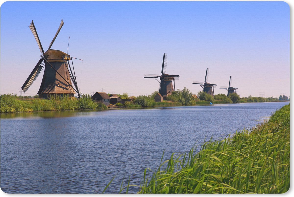 Muismat XXL 120x80 cm - Bureau onderlegger - Bureau mat Nederland - Molen - Water - Bureaumat - Gaming mousepad xl - Bureaulegger groot - Computer deskmat