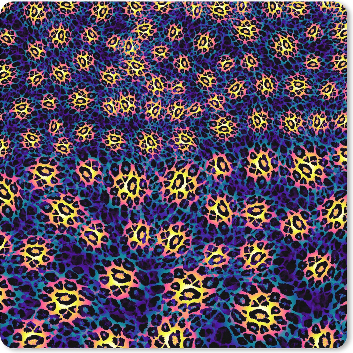 Muismat XXL 40x40 cm - Bureau onderlegger - Bureau mat Luipaard - Patronen - Blauw - Bureaumat - Gaming mousepad xl - Bureaulegger groot - Computer deskmat