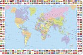 Muismat XXL - Bureau onderlegger - Bureau mat - Wereldkaart - Vlag - Atlas - 120x80 cm - XXL muismat