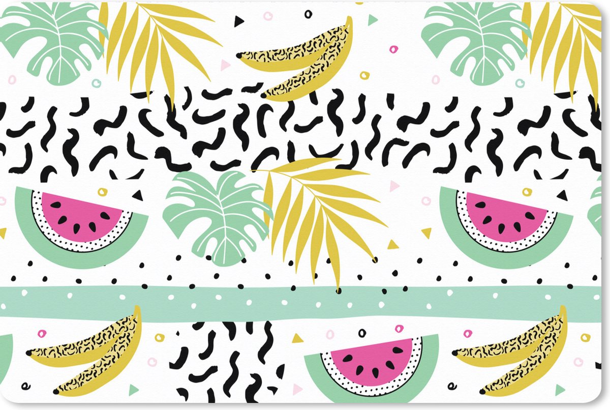 Muismat XXL 90x60 cm - Bureau onderlegger - Bureau mat Zomer - Fruit - Bladeren - Bureaumat - Gaming mousepad xl - Bureaulegger groot - Computer deskmat