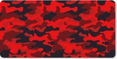 Muismat XXL - Bureau onderlegger - Bureau mat - Camouflage - Rood - Patronen - 100x50 cm - XXL muismat