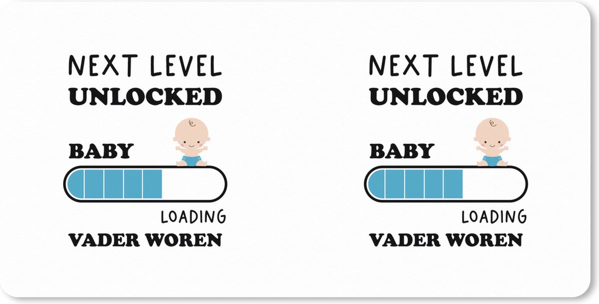 Muismat XXL 90x45 cm - Bureau onderlegger - Bureau mat Next level unlocked: baby. Loading vader worden - Spreuken - Quotes - Papa - Bureaumat - Gaming mousepad xl - Bureaulegger groot - Computer deskmat