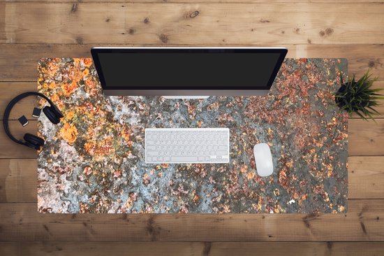 Tapis de souris XXL - Sous-main - Tapis de bureau - Rouille - Métal - Vintage - Grijs - Abstrait - 120x60 cm - Tapis de souris XXL