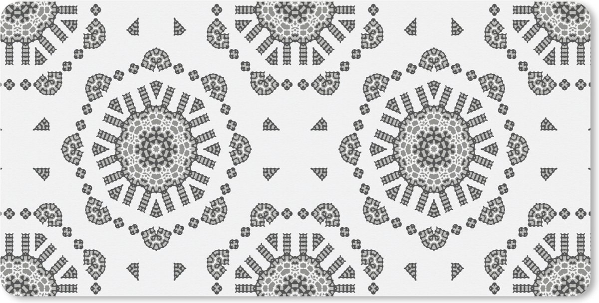 Muismat XXL 120x60 cm - Bureau onderlegger - Bureau mat Mandala - Patronen - Zwart Wit - Bureaumat - Gaming mousepad xl - Bureaulegger groot - Computer deskmat