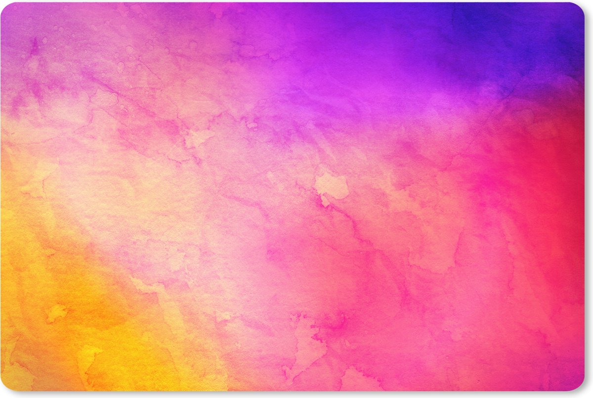 Muismat XXL 120x80 cm - Bureau onderlegger - Bureau mat Waterverf - Geel - Paars - Roze - Bureaumat - Gaming mousepad xl - Bureaulegger groot - Computer deskmat