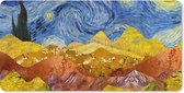 Muismat XXL - Bureau onderlegger - Bureau mat - Van Gogh - Kunst - Collage - 80x40 cm - XXL muismat