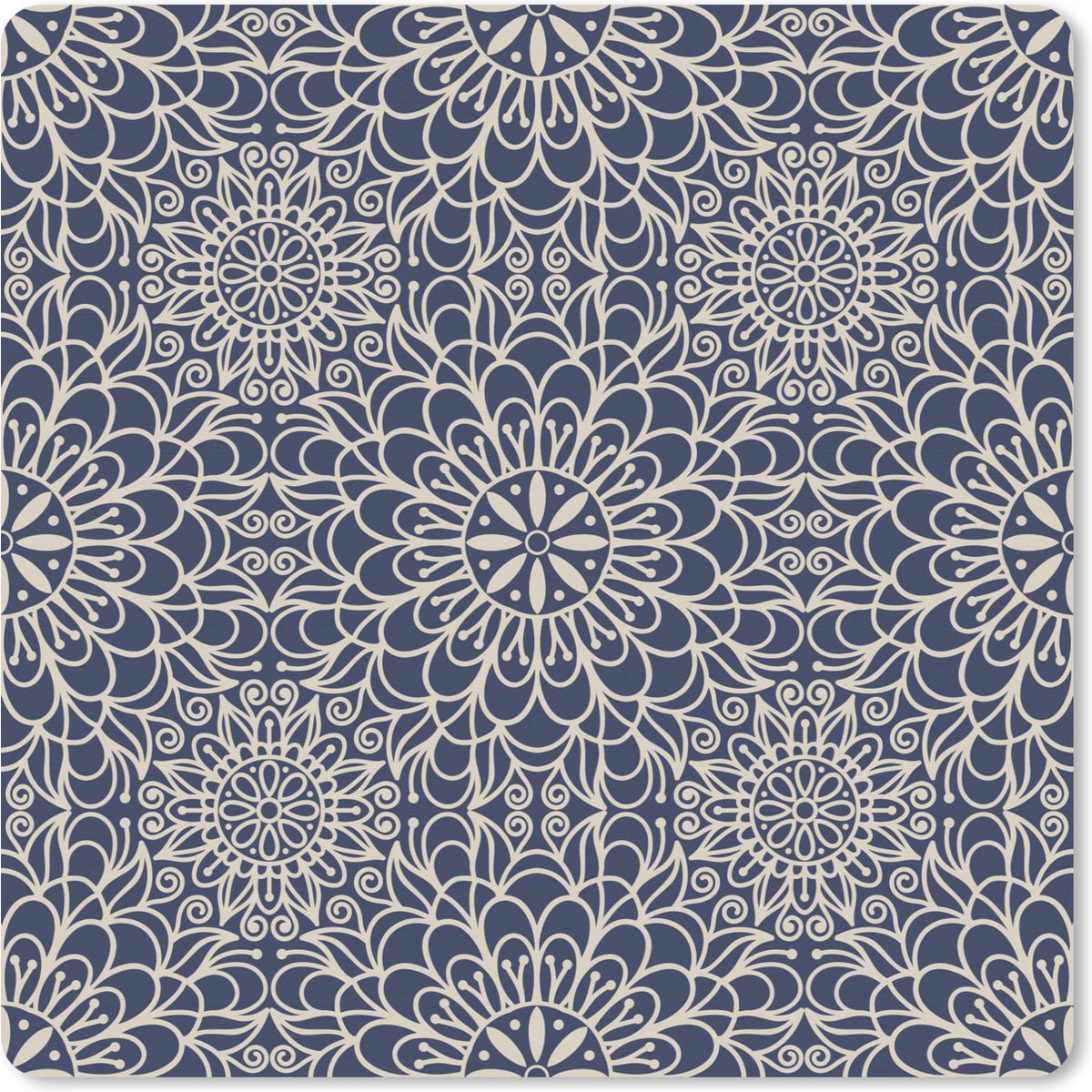 Muismat XXL 40x40 cm - Bureau onderlegger - Bureau mat Mandala - Blauw - Patronen - Bureaumat - Gaming mousepad xl - Bureaulegger groot - Computer deskmat