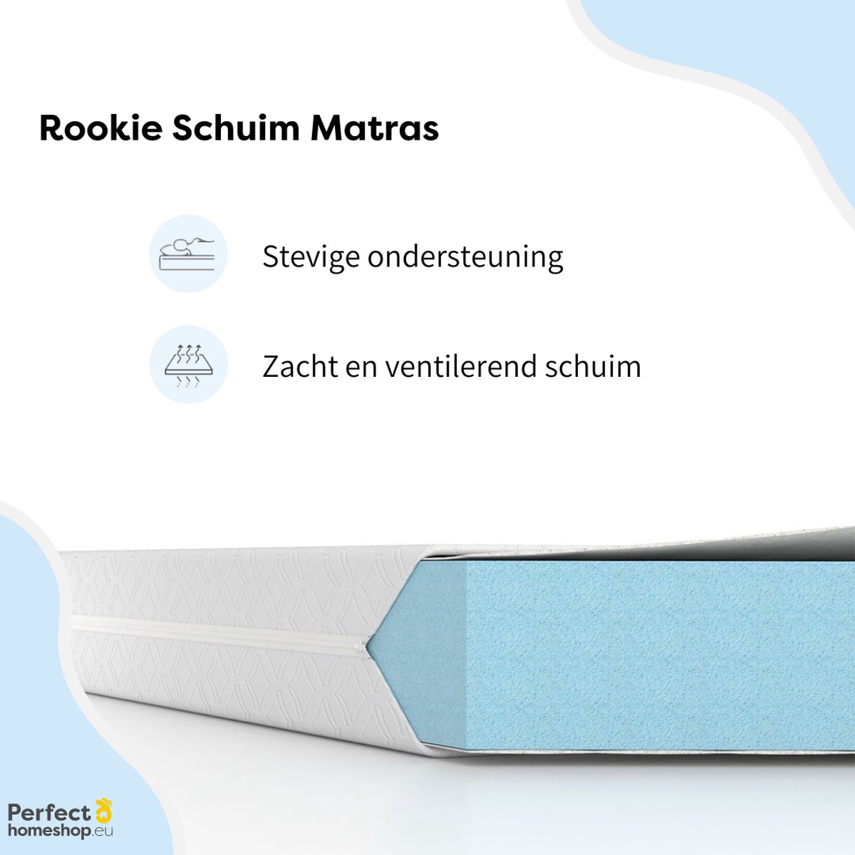 Schuimmatras 150x210 – 15 cm hoog SkyCell Foam SG25 – Schuimmatrassen met Wasbare tijk – Rookie Foam Matras