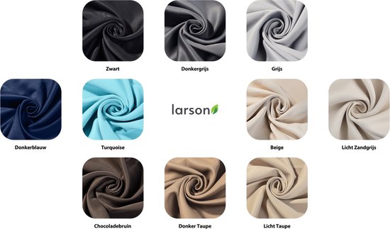 Larson - Luxe effen blackout gordijn - met haken - 3m x 2.5m - Turquoise - Larson