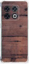Anti Shock hybrid Case OnePlus 10 Pro Telefoon Hoesje met doorzichtige rand Old Wood