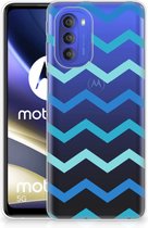 Telefoon Hoesje Motorola Moto G51 5G Siliconen Back Cover Zigzag Blauw