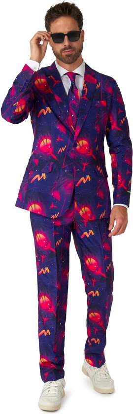 Suitmeister Retro Neon Navy - Heren Pak - Carnaval En Halloween Kostuum - Blauw - Maat XL