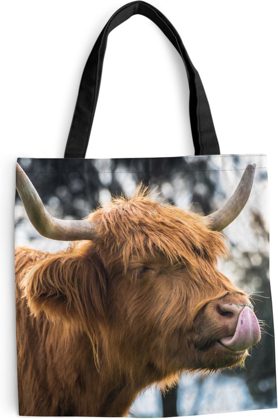 Sac bandoulière - Sac de plage - Shopper Highlander écossais - Léger - Printemps - 45x45 cm - Sac en coton