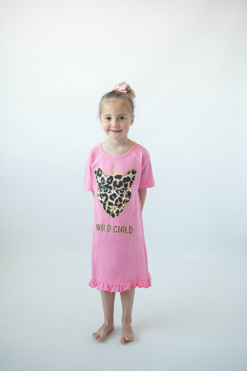 Fun2Wear - Wild Child Bigshirt | Zakje Roze - Katoen - Maat 104