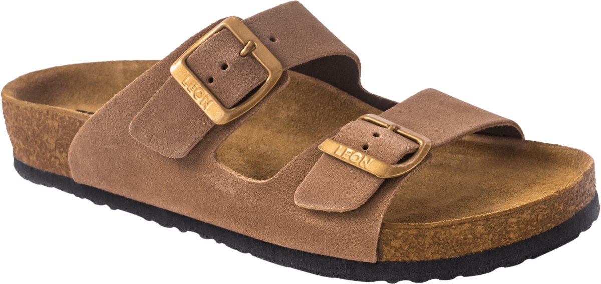 Sandalen classic brown - Leon sandals - heerlijk voetbed - beide leren riemen verstelbaar - maat 42