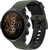 Siliconen Smartwatch bandje - Geschikt voor Suunto 7 siliconen bandje - groen/zwart - Strap-it Horlogeband / Polsband / Armband