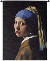 Wandkleed - Wanddoek - Meisje met de parel - Schilderij van Johannes Vermeer - 60x80 cm - Wandtapijt